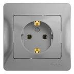 GLOSSA Розетка с заземлением в сборе алюминий