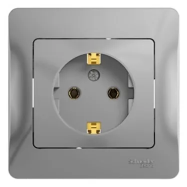 GLOSSA Розетка с заземлением в сборе алюминий
