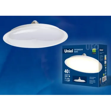 Лампа светодиодная LED-U220-40W/3000K/E27/FR PLU01WH Форма UFO матовая Теплый белый свет (3000K) Картон ТМ Uniel