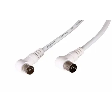 Шнур ТВ гнездо - ТВ штекер, угловой, длина 5 метров, белый,