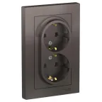 Розетка ATLASDESIGN двойная с заземлением 16А в сборе мокко