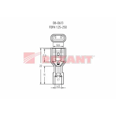 Клемма плоская полностью изолир в нейлоне РПи-м(н) 1.5-(6.3) РпИм-н 1,25-7-0,8 гнездо 6.6 мм, 0.5-1., REXANT