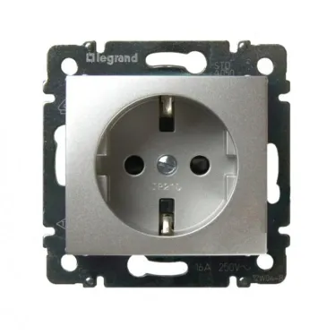 VALENA Розетка с заземлением в рамку алюминий