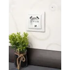 Розетка Минск 1-местная СП с заземлением и крышкой 16А белая защитные шторки