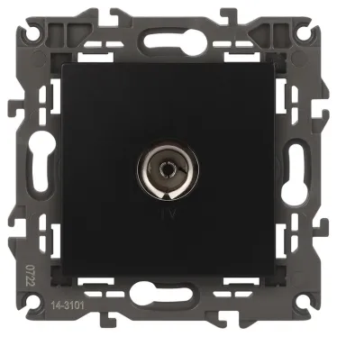 Розетка TV одиночная, Эра Elegance, антрацит, 14-3101-05