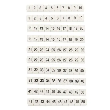 Маркеры для JXB-ST/Push-in 2,5 с нумерацией 1-50 для крепления сбоку (100 шт.) EKF