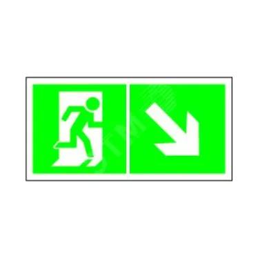 Знак безопасности BL-3015B.E36"Напр. к эвакуационному выходу направо вниз" | a18152 | Белый свет