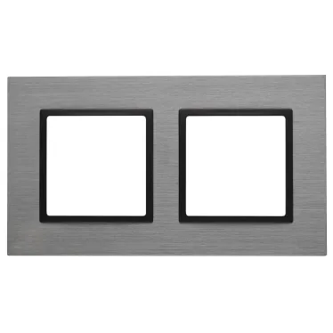 Рамка на 2 поста, металл, Эра Elegance, титан+антр, 14-5202-42