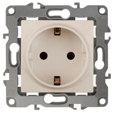 Розетка 2P+E Schuko, 16A-250В, б.л., Эра12, слоновая кость, 12-2001-02