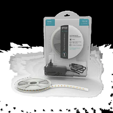 Лента светодиодная LED 5050/60-SMD 10 Вт/м 700 лм/м 4000К DC 12В IP20 10мм комплект лента и драйвер (блистер 5м) Basic Gauss