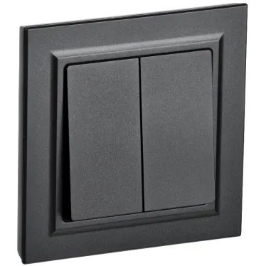 BRITE Выключатель двухклавишный 10А в сборе ВСР10-2-0-БрЧ черный IEK