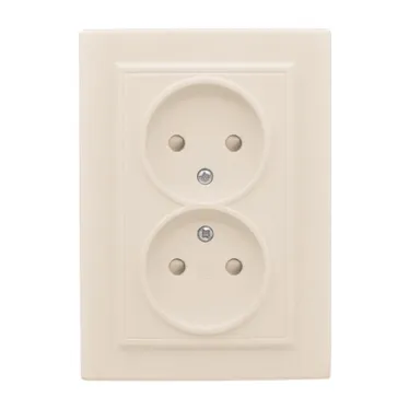 Розетка двухместная СП без заземления 10А бежевый с защитными шторками Минск