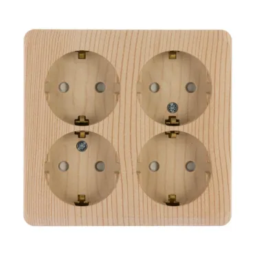 ЭТЮД Розетка четырехместная наружная с заземлением со шторками 16А 250B сосна