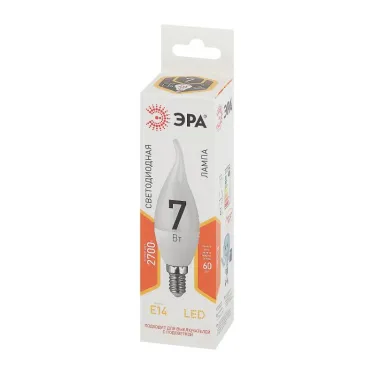Лампа светодиодная LED BXS-7W-827-E14 (диод, свеча на ветру, 7Вт, тепл, E14 (10/100/2800)