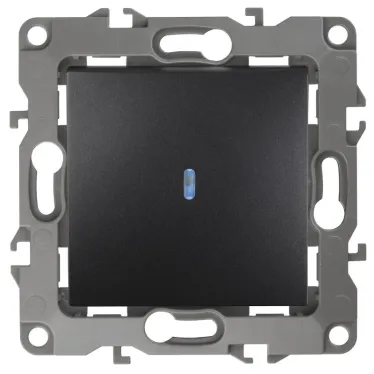 Выключатель с подсветкой, 10АХ-250В, Эра12, антрацит,12-1102-05