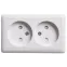 ХИТ открытой установки Розетка двойная без зазем. со шт., ИЗОЛ.ПЛ. 16А, белый