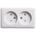 ХИТ открытой установки Розетка двойная без зазем. со шт., ИЗОЛ.ПЛ. 16А, белый