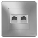 BLANCA скрытой установки розетка двойная компьютерная+телефон, алюминий