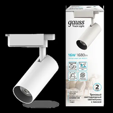 Светильник светодиодный трековый на шинопровод ДПО 16 Вт 1680 лм 4000К AC 220В Белый IP20 D85х206мм однофазный угол 36 грд Track Gauss