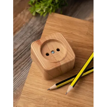 Розетка 1-местная ОП Минск 10А без заземления светлое дерево