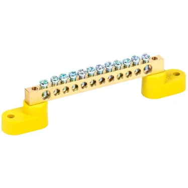 Шина PE земля на двух угловых изоляторах ШНИ-6х9-12-У2-Ж