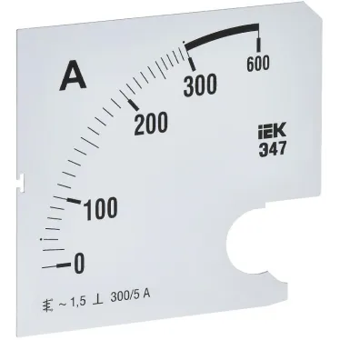 Шкала сменная для амперметра Э47 300/5А класс точности 1,5 96х96мм