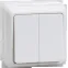 ОКТАВА Выключатель двухклавишный наружный белый