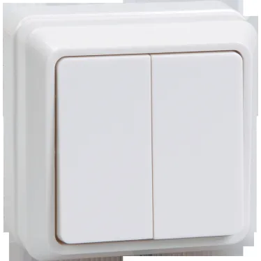 ОКТАВА Выключатель двухклавишный наружный белый