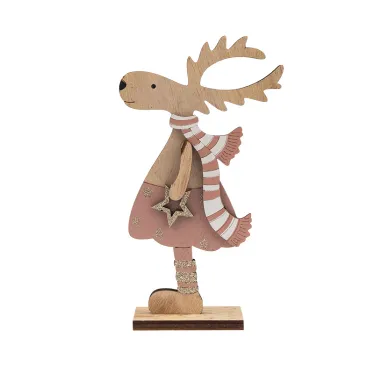 Деревянная фигурка "Рождественский Олень" Розовый 10,5*4*18 см | 504-006 | NEON-NIGHT