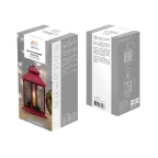 Декоративный фонарь со свечкой, красный корпус, размер 13.5х13.5х30,5 см, цвет ТЕПЛЫЙ БЕЛЫЙ | 513-041 | NEON-NIGHT
