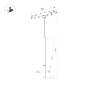 Светильник MAG-ORIENT-STICK-HANG-R20-6W Warm3000 (BK, 180 deg, 48V) (Arlight, IP20 Металл, 5 лет) | 037038 | Arlight