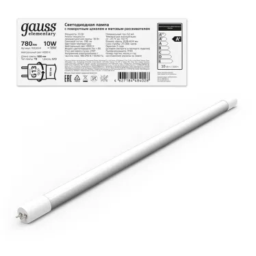 Лампа светодиодная Elementary T8 10W 780lm 4000K G13 600mm стекло поворотная LED 1/30 | 93020-R | Gauss