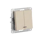 ATLASDESIGN выключатель двухклавишный с подсветкой, сх.5а, 10АХ, мех., ПЕСОЧНЫЙ