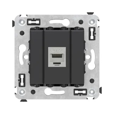 Avanti Компьютерная розетка RJ-45 без шторки в стену, кат.5e одинарная экранированная, Черный матовый