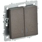 BRITE Выключатель 2-клавишный с индикацией для отелей 10А ВС10-2-9-БрТБ темная бронза IEK