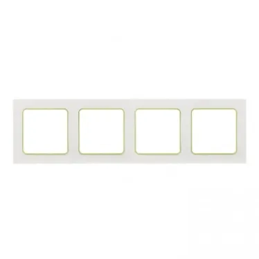 Стокгольм Рамка 4-местная белая с линией цвета зеленый