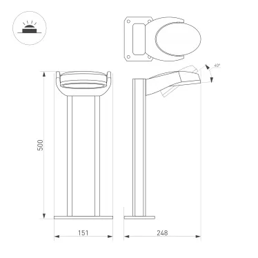 Светильник LGD-EYE-BOLL-H500-6W Warm3000 (GR, 117 deg, 230V) (Arlight, IP54 Металл, 3 года) | 029982 | Arlight