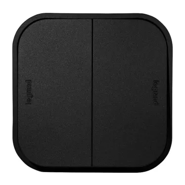 Переключатель двухклавишный - Legrand Quteo - IP20 10A 250В винтовые зажимы накладной монтаж - чёрный матовый