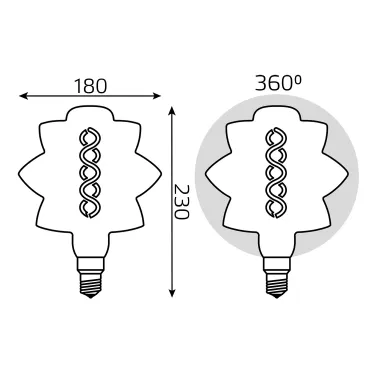 Лампа светодиодная Led Vintage Filament Flexible BD180 8W 560lm E27 180*250mm Golden 2400K 1/4 | 161802008 | Gauss