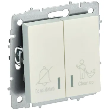 BRITE Выключатель 2-клавишный с индикацией для отелей 10А ВС10-2-9-БрЖ жемчуг IEK