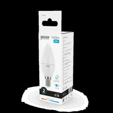 Лампа светодиодная LED 8 Вт 540 лм 4100К свеча нейтральный E14 AC 220В Elementary Gauss