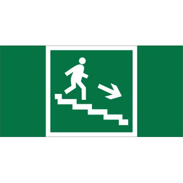 Знак безопасности BL-2010B.E13"Напр. к эвакуац. выходу по лестн. вниз (прав.)" | a15037 | Белый свет
