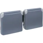 Розетка 2х2К+З - горизонтальная - немецкий стандарт - Программа Plexo - серый - 16 A - 250 В