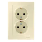 Sedna Розетка двойная с заземлением без шторок бежевая в сборе