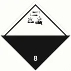 Знак для маркировки опасных грузов ''Кл.8'' 250х250 мм, пленка самоклеящаяся ГОСТ 19433-88