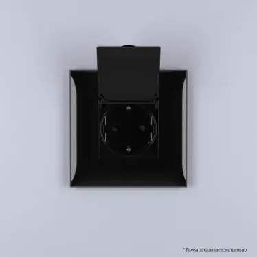 Avanti Розетка с крышкой в стену, 2P+E, ''Черный квадрат''