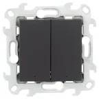 Выключатель двухклавишный с подвсеткой, графит