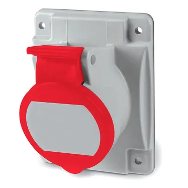 Розетка скрытой установки с наклоном IP44 16А 3P+E+N 400В. Пружинный зажим.