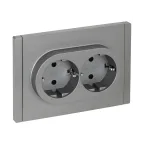 FORTE@PIANO Розетка 2-местная с заземлением с защитными шторками безвинтовое крепление 16А FP523 сталь IEK