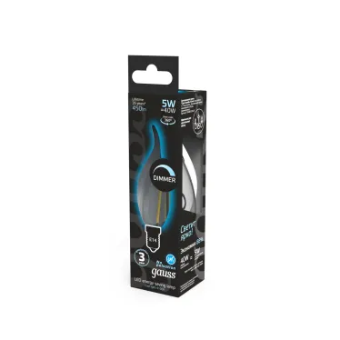 Лампа светодиодная LED 5Вт E14 220В 4100К свеча на ветру, диммируемая | 104801205-D | Gauss
